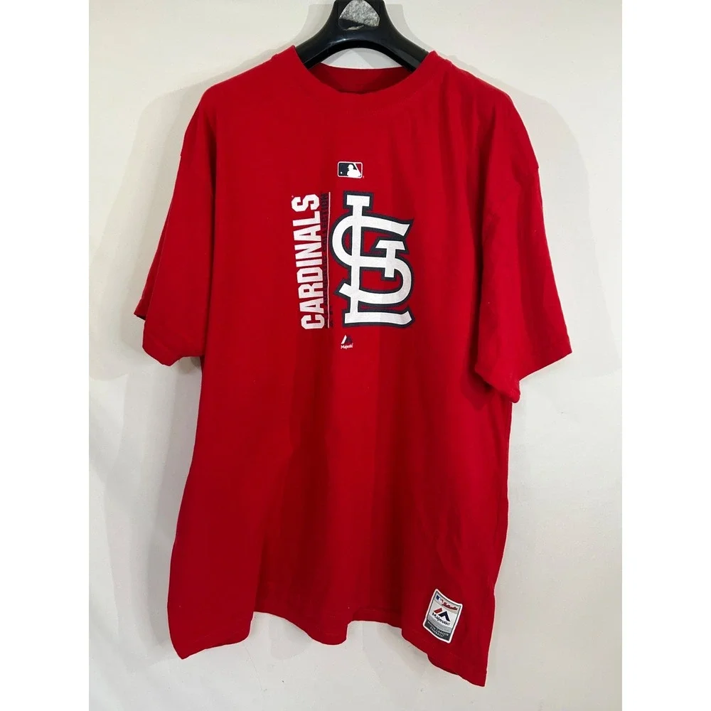 St. Louis Cardinals Majestic Authentic Baseball Red T-Shirt 100% Cotton Sz 3X